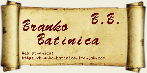 Branko Batinica vizit kartica